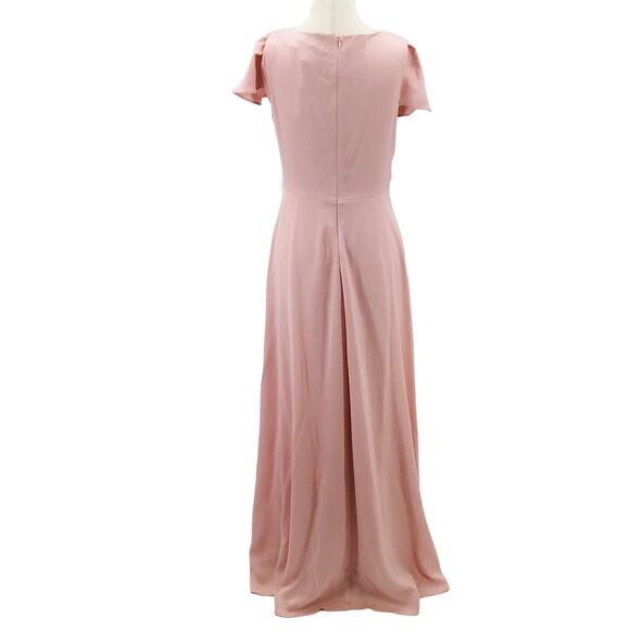 DKNY SZ 6 S Pink Satin V-Neck Faux Wrap High-Low Midi Dress NWT B153 - Picture 3 of 8